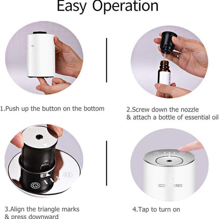Sentiment Diffuser - Waterless Essential Oil Diffuser, Portable Cordless Cold Mist (White)