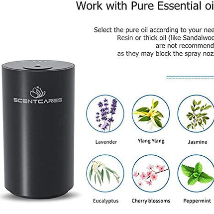 Sentiment Diffuser - Portable Waterless Diffuser for Home, Car & Office | 3 Mist Levels, 1/2/3H Timers, Cordless (Black)