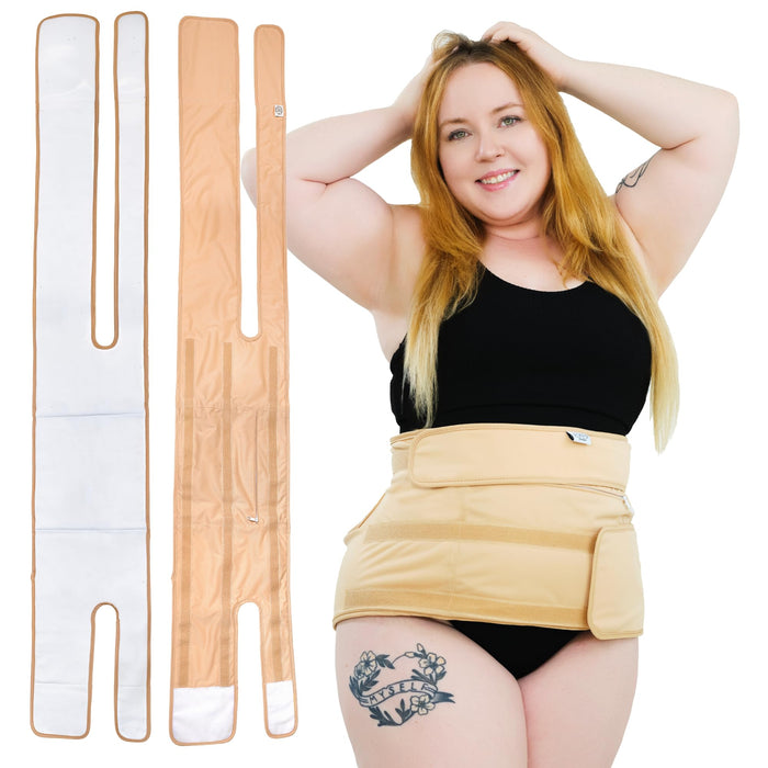 Sentre Plus-Size Castor Oil Pack Wrap - L-5X, Organic Cotton Flannel (Khaki)