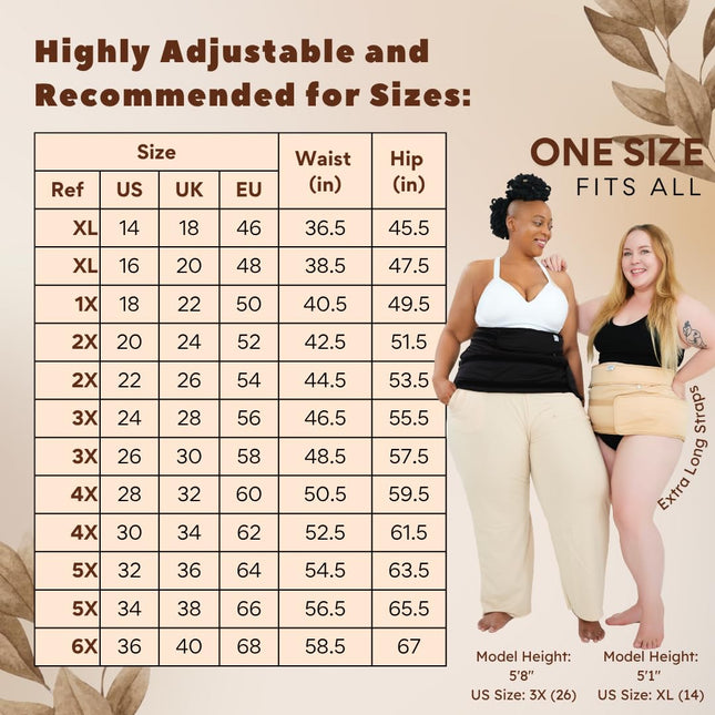 Sentre Plus-Size Castor Oil Pack Wrap – Adjustable Straps, Organic Cotton Flannel, 67in (Black)