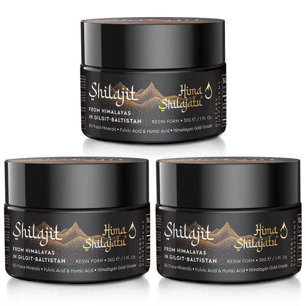 Hima Shilajatu Shilajit Resin – Gold Grade, 100% Pure, 85+ Minerals | 3-Pack (6 Months)