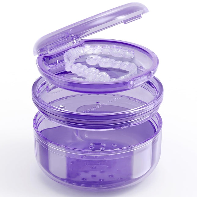 2-in-1 Retainer Case & No-Leak Denture Bath Box - Portable Cleaning