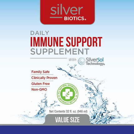 Silver Biotics Advanced Silver Technology with SilverSol Ag4O4 10 PPM – 32 Fl Oz (Pack of 2) | Immune Support