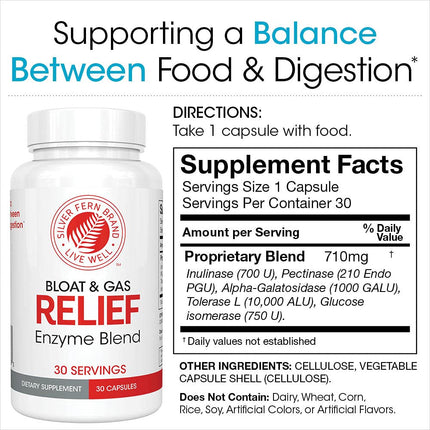 Silver Fern Bloat & Gas Relief Digestive Enzyme Blend — 30 Servings | FODMAP & Bloating Support
