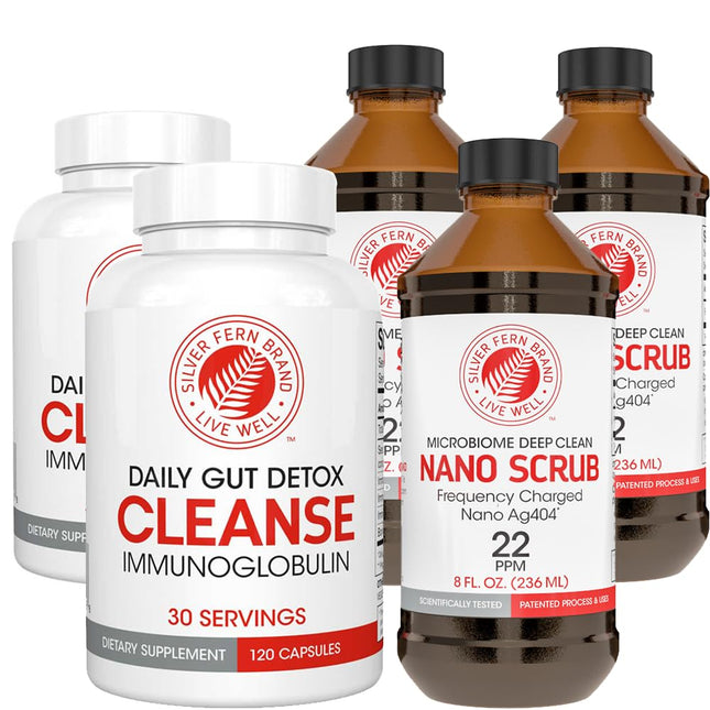 Silver Fern Ultimate Clean-Up Kit – 30 Day Cleanse Capsules & Nano Scrub Liquid, Gluten & Dairy Free, Made in USA