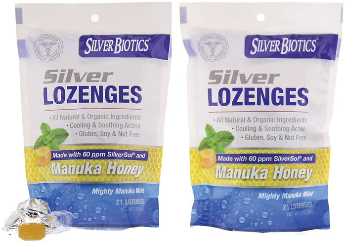 Silver Lozenges 60ppm SilverSol with Manuka Honey – Mighty Manuka Mint (2 Pack, 21 Count)