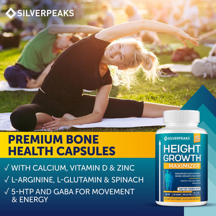 Silverpeaks Growth Capsules - Height Growth Maximizer with Calcium | Made in USA