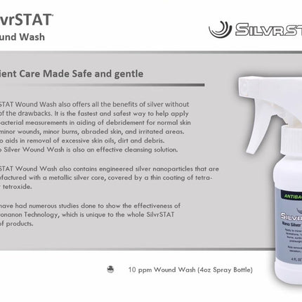 SilvrSTAT Nano Silver Wound Wash Sprayer – Sterile, Drug-Free Debride & Fine Mist (4 oz)