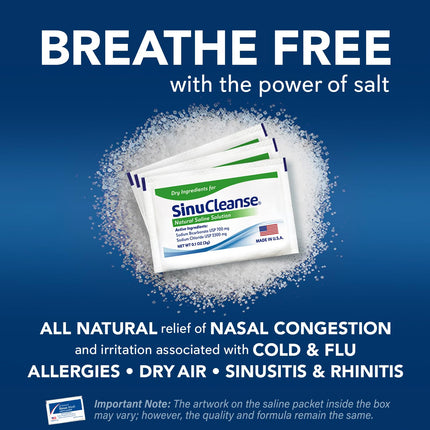 SinuCleanse Soft Tip Neti Pot Nasal Wash System – All-Natural Saline Packets, Made in USA