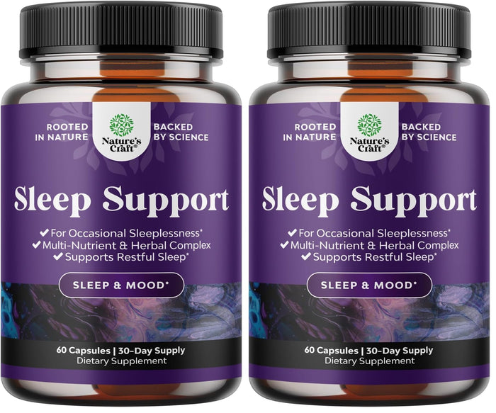 Natural Refreshing Sleep Formula – Non Addictive Herbal Sleep Supplement with Magnesium, L-Theanine & GABA | Pack of 2