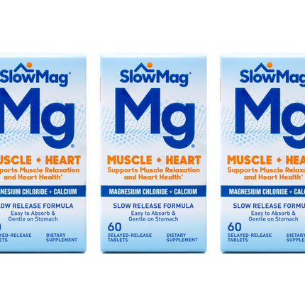 Slow-Mag Magnesium Chloride and Calcium, 60 Tablets Each (Value Pack of 3)