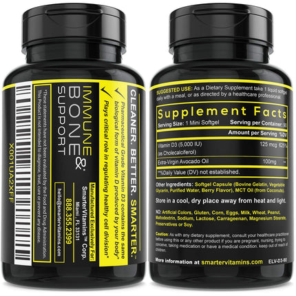 SmarterVitamins D3 5000 IU Avocado Oil — 3 Pack (270 Mini Softgels)