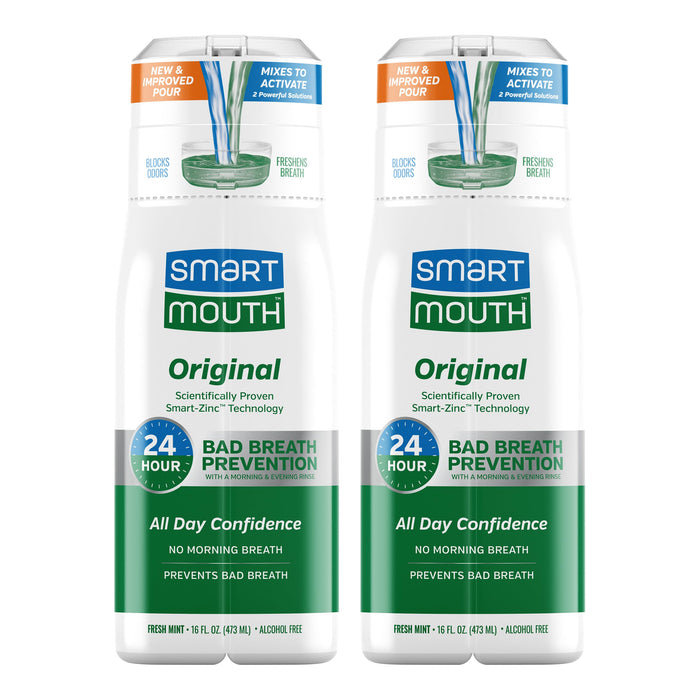 SmartMouth Original Activated Mouthwash – 24-Hour Fresh Breath, Mint, 2-Pack (16 oz)