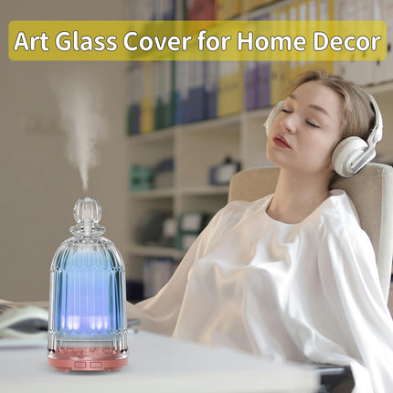 Smartwell Glass Essential Oil Diffuser 120ml – Copper Bottom, 7-Color LED, Auto Shut-Off