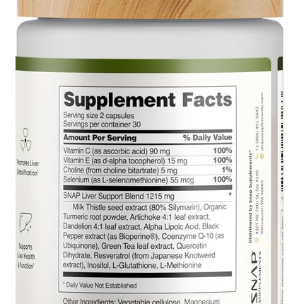 Snap Supplements Liver Health & Detox – 60 Vegetarian Capsules (2-Pack)
