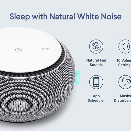 SNOOZ Smart White Noise Machine — Real Fan Inside, Non-Looping Sleep Aid
