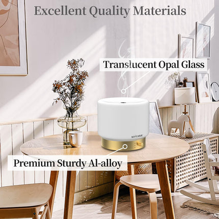 SOICARE Glass Diffuser with Gold Base – 280ML, Dimmable, Auto Shut-Off