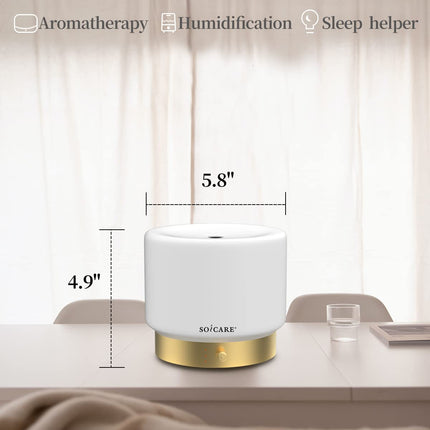 SOICARE Glass Diffuser with Gold Base – 280ML, Dimmable, Auto Shut-Off