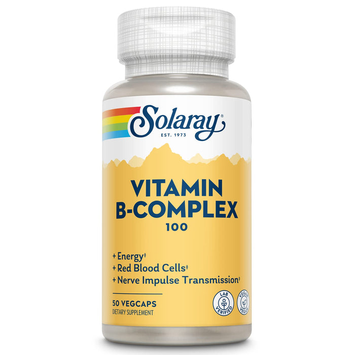 SOLARAY Vitamin B Complex 100 mg | Energy, Nerve & Immunity Support | Vegan 50ct