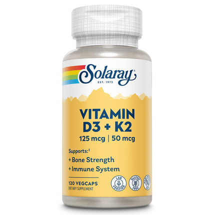 SOLARAY Vitamin D3 K2 – 5000 IU D3, 50 mcg MK7 | Bone Health & Immune Support
