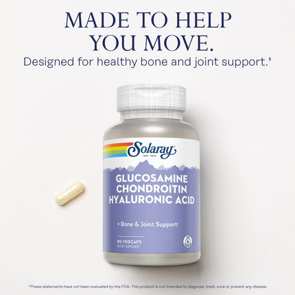 SOLARAY Glucosamine Chondroitin Hyaluronic Acid 1500/1000/20mg – 90 Capsules