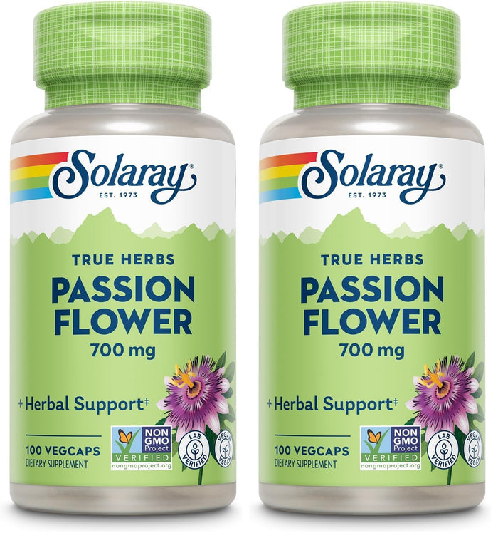 Solaray Passion Flower 700 mg Whole Aerial – 2-Pack, Vegan, Non-GMO, Lab Verified