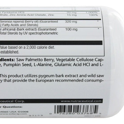 Solaray Pygeum & Saw Palmetto — 120 Vegetarian Capsules | Prostate Wellness Support