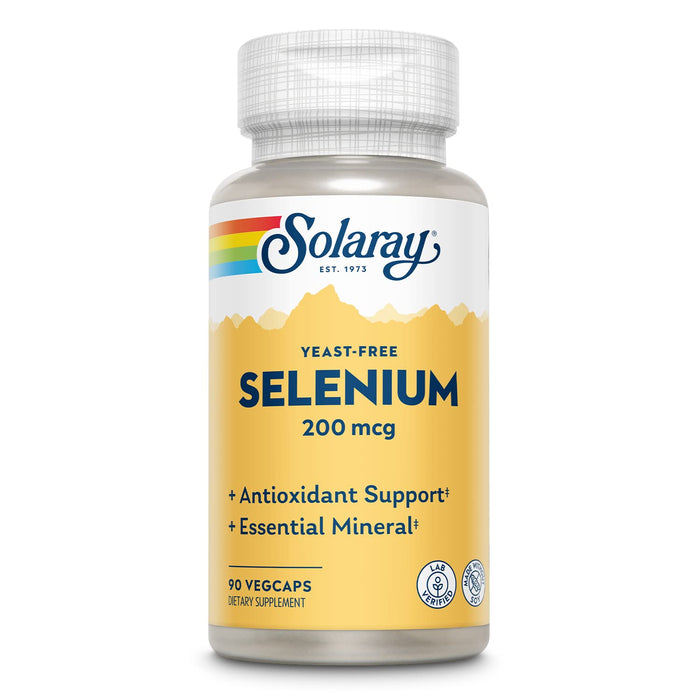 Solaray Selenium 200mcg Yeast-Free – Thyroid & Immune Support, 90 VegCaps