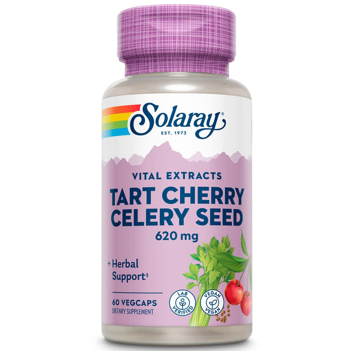 SOLARAY Tart Cherry & Celery Seed | Healthy Uric Acid Levels, Joint, Muscle Recovery & Sleep Support | 60 VegCaps