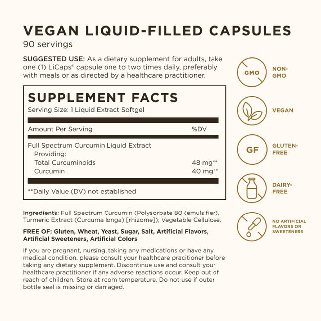 Solgar Full Spectrum Curcumin – 90 LCaps x2 Pack | Superior Absorption, Brain & Joint Health | Non-GMO, Vegan, Gluten Free