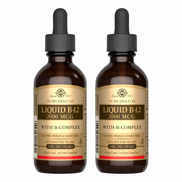 Solgar Sublingual B-12 with B-Complex – 2 fl oz (Pack of 2) | Vegan, Kosher, Gluten Free