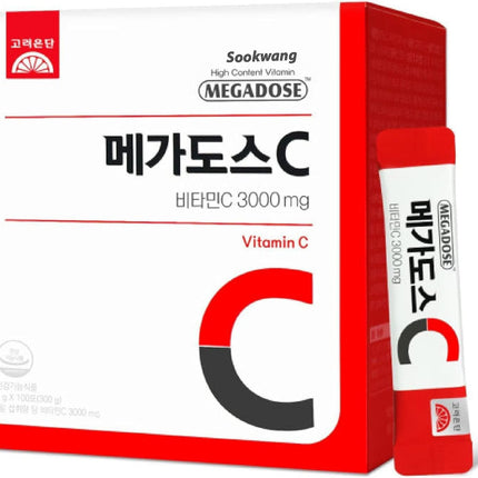 Sookwang Megadose Vitamin C Powder 3000mg | 100 Sticks, 300g