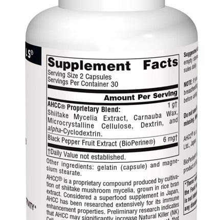 Source Naturals AHCC with Bioperine 500 mg - 60 Capsules | Immune Support