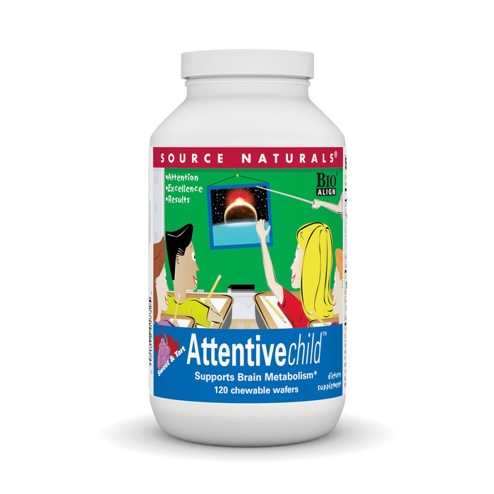 Source Naturals Attentive Child Chewable Wafers – Brain Metabolism Support, 120 Fruit Wafers