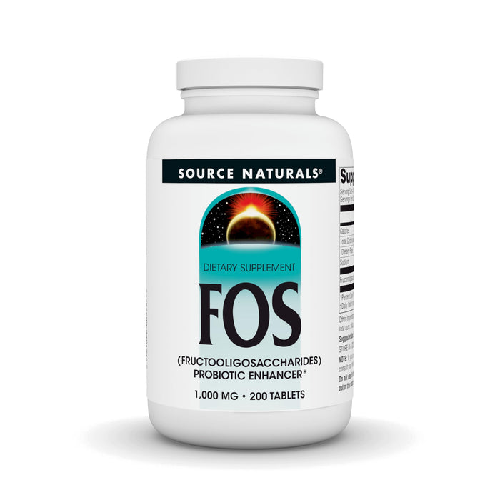 Source Naturals FOS 1000 mg Fructooligosaccharides Probiotic Enhancer – 200 Tablets