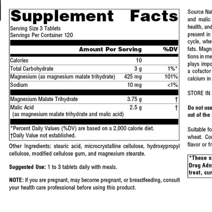 Source Naturals Magnesium Malate 3750 mg per Serving - for Energy Production* - 360 Tablets