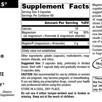 Source Naturals Magtein Magnesium L-Threonate 667mg – Focus, Mood & Memory Support | 180 Capsules