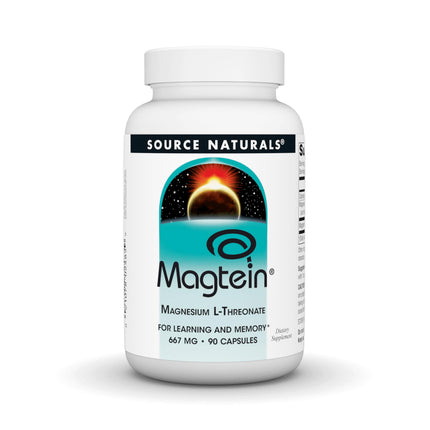 Source Naturals Magtein Magnesium L-Threonate 667mg – Supports Focus, Mood & Memory | 90 Capsules