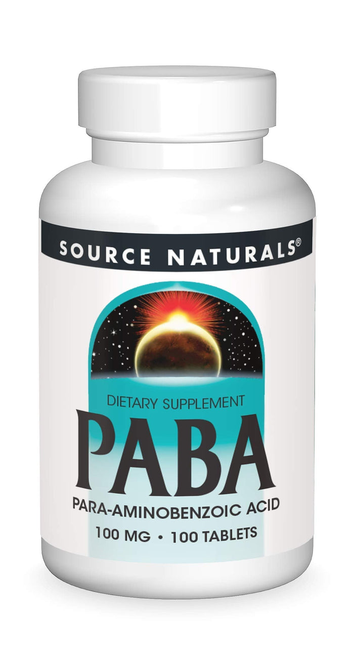 Source Naturals PABA 100 mg Dietary Supplement - 100 Tablets | para-Amino Benzoic Acid