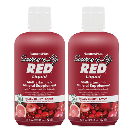 NaturesPlus Source of Life RED Liquid Multivitamin – 2-Pack, 60 Servings | Energy & Immune Support