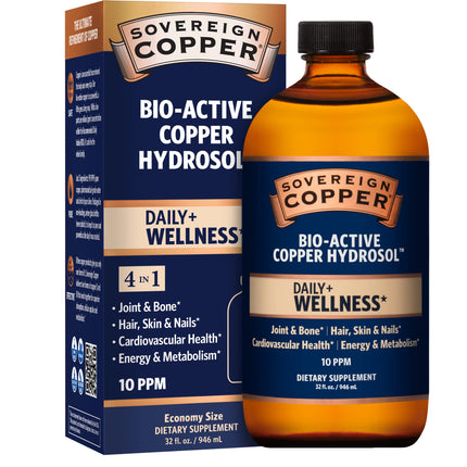 Sovereign Bio-Active Copper Hydrosol — Bioavailable Copper Liquid for Adults & Kids (32 fl oz)