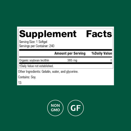 Standard Process Soybean Lecithin – Brain Health Support, 240 Softgels
