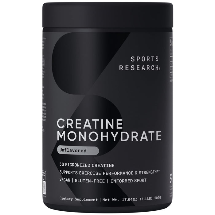 Sports Research Creatine Monohydrate - 5 g Micronized, 17.46 oz | Build Strength & Recovery