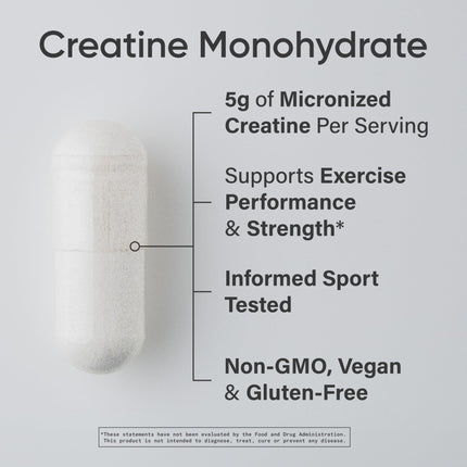 Sports Research Creatine Monohydrate Capsules - 5g per Serving, 30 Servings | Non-GMO, Vegan Certified
