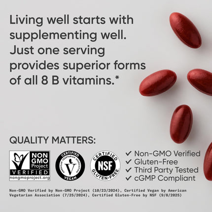 Sports Research Vitamin B-Complex – Full Spectrum B Vitamins, Methylated B12 & Folate