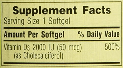 Spring Valley Vitamin D3 2000 IU Twin Pack – Immune & Bone Health, 400 Softgels