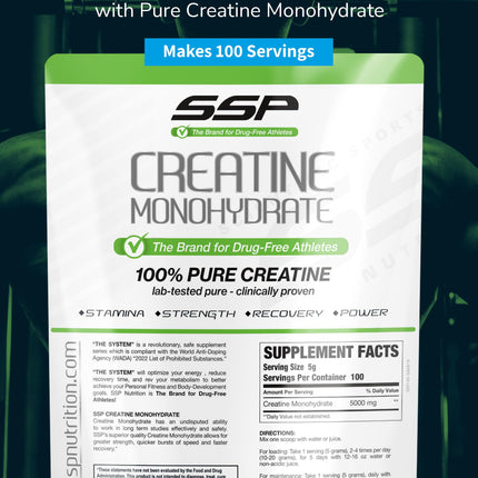 SSP Creatine Monohydrate – Unflavored, 100% Pure for Hydration & Recovery