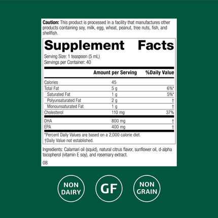 Standard Process Calamari Omega-3 Liquid – Heart & Brain Health