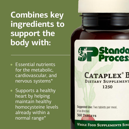 Standard Process Cataplex B – Whole-Food B-Complex for Heart, Metabolism & Cholesterol Support | 360 Tablets