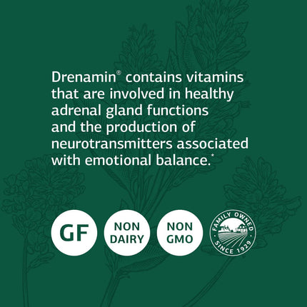 Drenamin Adrenal Support by Standard Process | Gluten-Free, Non-Dairy & Non-Soy | 90 Tablets